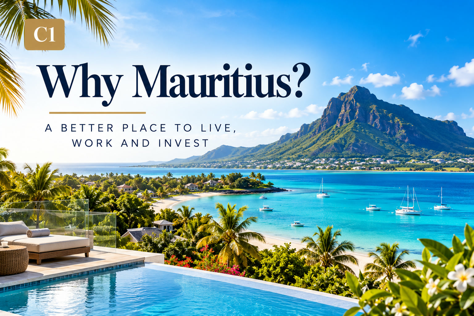 Mauritius coastline and island landscape